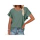 thumbnail image 1 of Txlixc Tops de mujer, cuello redondo con volantes, manga corta, ganchillo, hueco, suéter suelto, camiseta de color sólido Txlixc Moda, 1 of 9