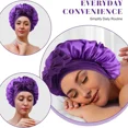 thumbnail image 4 of Gorro de dormir de satén con lazo para mujer, banda elástica, gorro de ducha de noche ajustable, cubierta de cabeza de cabello sólido, turbante de capó, 4 of 5