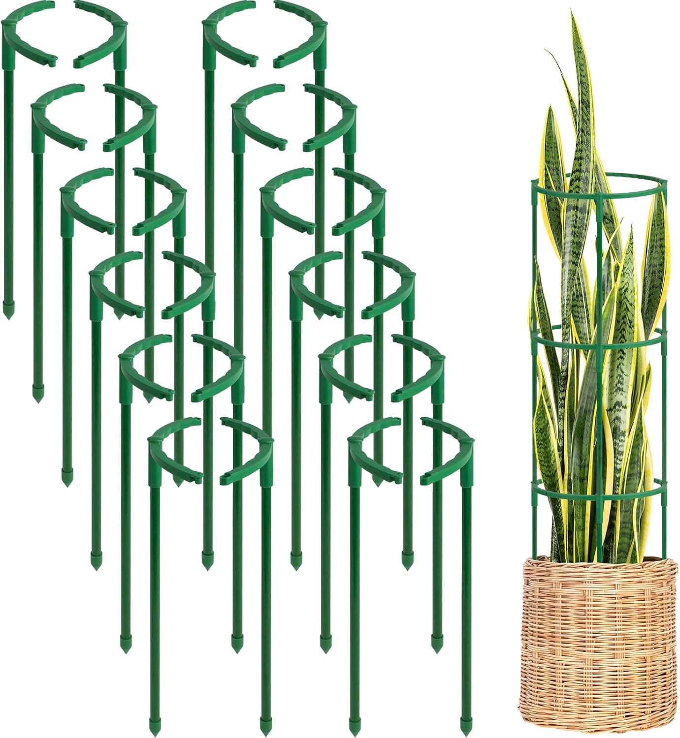 24 Pcs Plant Support Stakes for Indoor and Outdoor Plants, Stackable Garden Flower Supports and Plant Cages for Tomatoes, Monstera, Peonies, Hydrangeas, and Climbing Plants