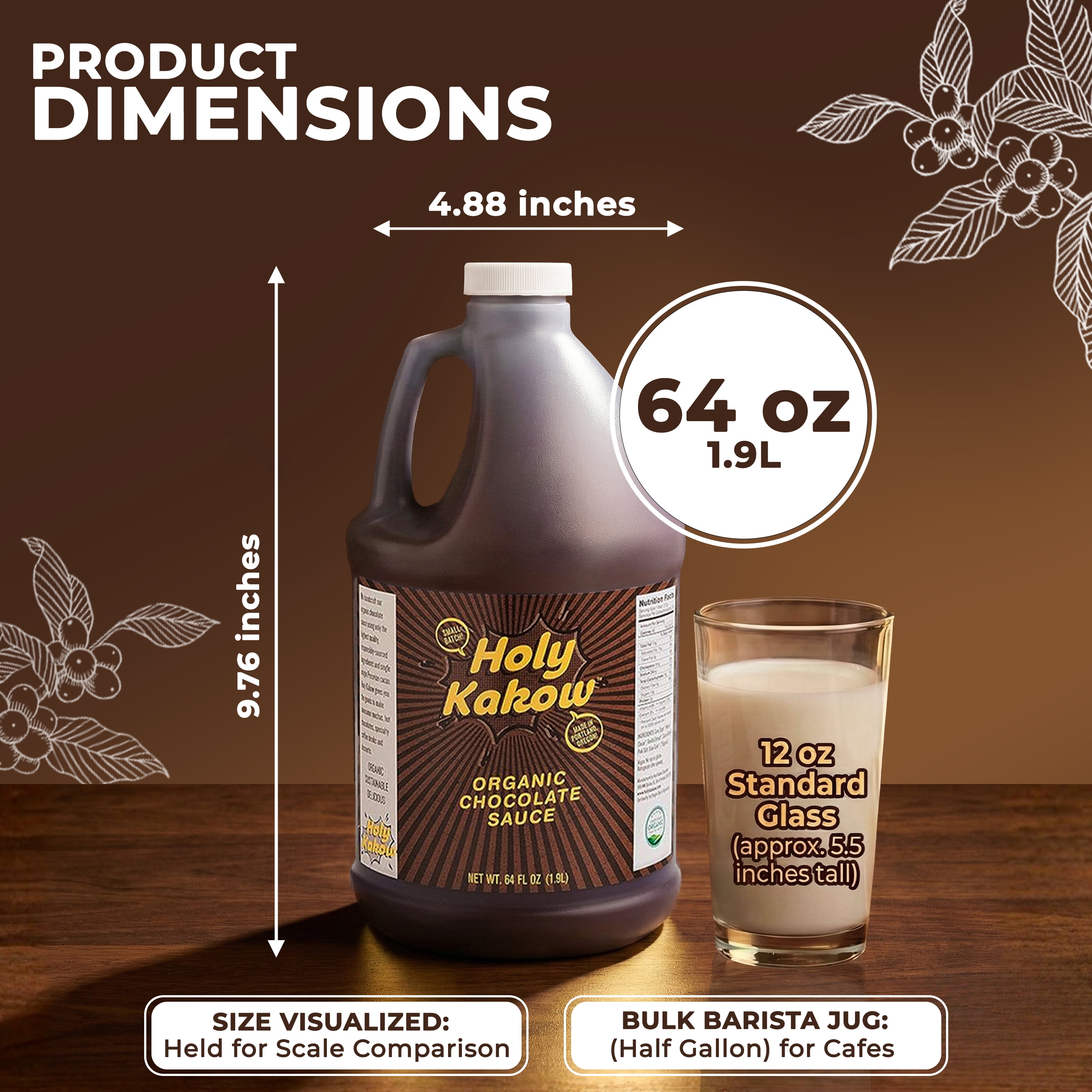 Holy Kakow Organic Chocolate Sauce for Coffee, Mochas, Desserts