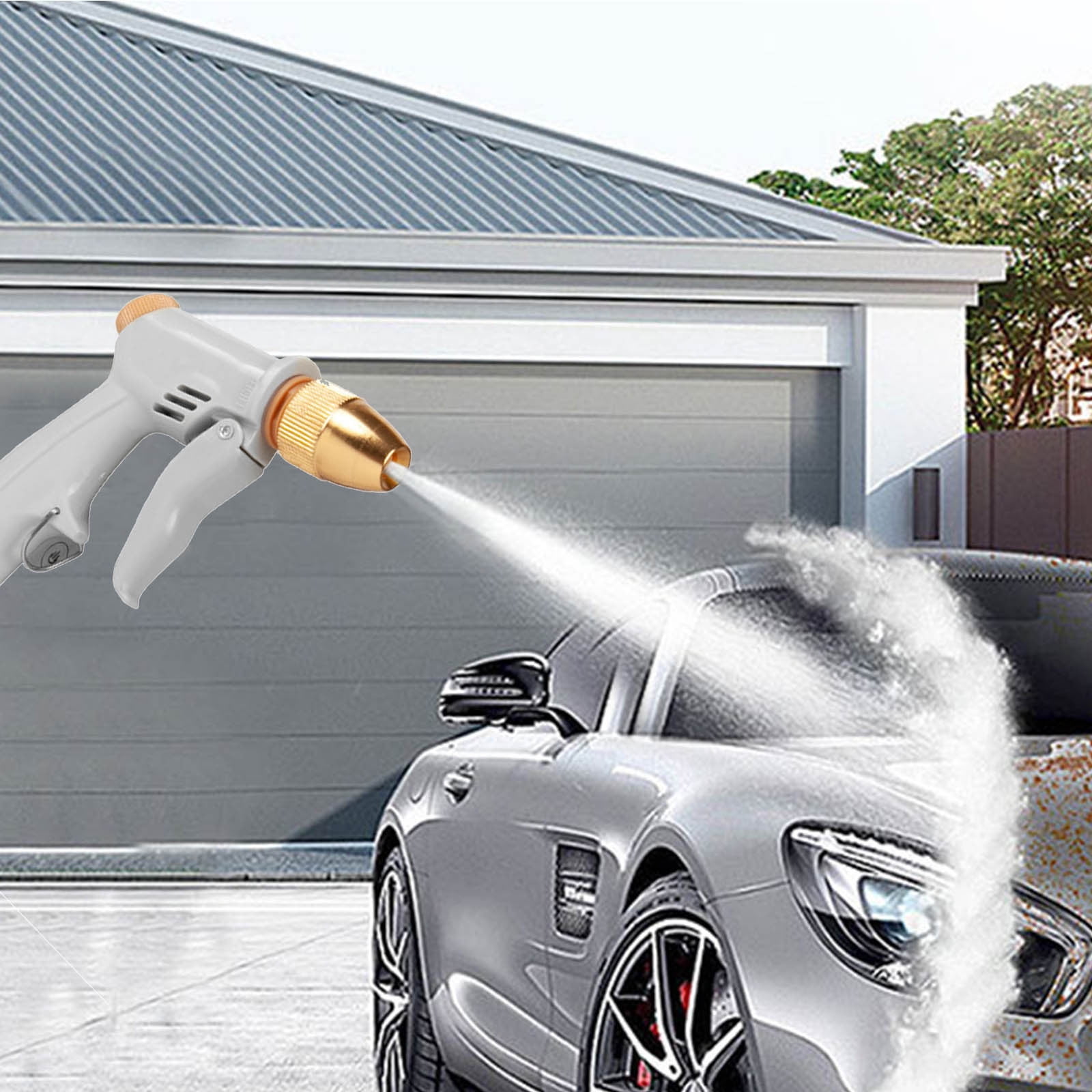 Coollooc Garden Hose Nozzle Sprayer，High Pressure Water Hose Nozzle Sprayer，fits 3/4” Garden Hose Thread, 360°Rotaing Adjustable Nozzle for Watering Plants & Lawns, Washing Cars