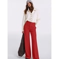 thumbnail image 5 of Women Wide Leg Pants Summer High Waisted Business Casual Work Dress Pants Trousers Slacks Red XL, 5 of 9