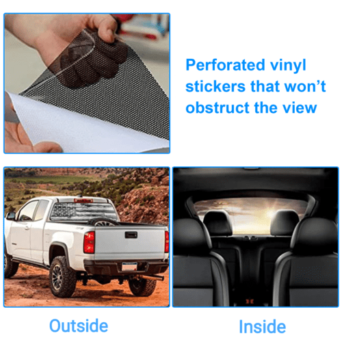 WILDLAVIE Perforated Rear Window Decal - American Flag Skull Design, 58" X 18" - Fits Most Trucks, SUVs, Cars - Patriotic Vinyl Sticker