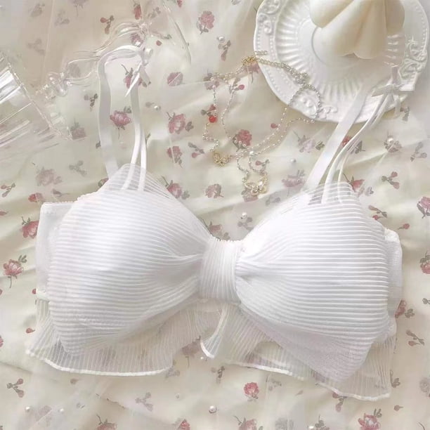 Conjunto de sujetador de encaje de malla de estilo japonés para niñas, ropa interior sexy de una sola pieza con lazo y tentación de malla para mujer
