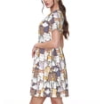 thumbnail image 2 of Rateoe Cartoon Cat Pattern Women’s Short Sleeve Dress – Casual Elegant Summer A-Line Dress for Everyday Wear, 2 of 6