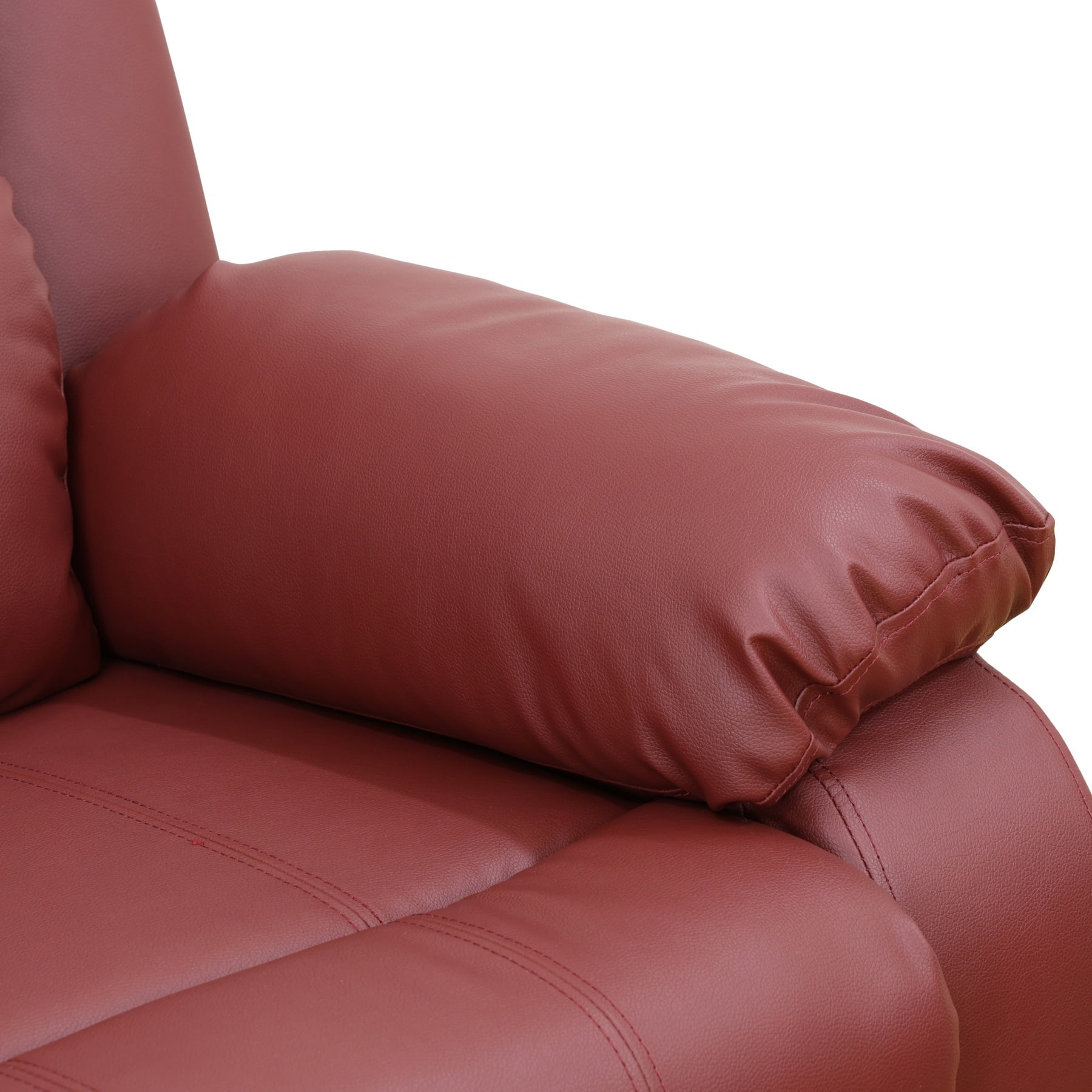 Hommoo Semi PU And PVC Leather Manual Recliner Chairs for Living Room & Home Theater, Reclining Lounge Chair 160° Recline, Red