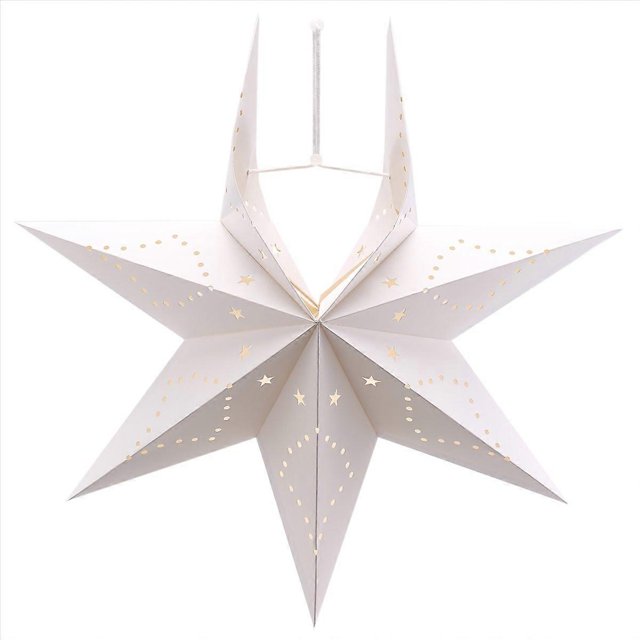 Hanging Paper 7 Pointed Star Lantern, Christmas Hanging Star Decorations for Christmas Wedding Birth