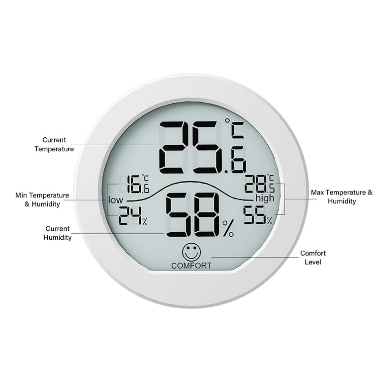SECRUI TH1 Digital Indoor Thermometer Hygrometer Room Temperature Humidity Monitor Thermohygrometer LCD Display, Size: 1 Piece, White
