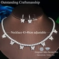 thumbnail image 6 of Lovely White Gold Butterfly Drop Earrings Choker Necklace Set for Brides Wedding, 6 of 9