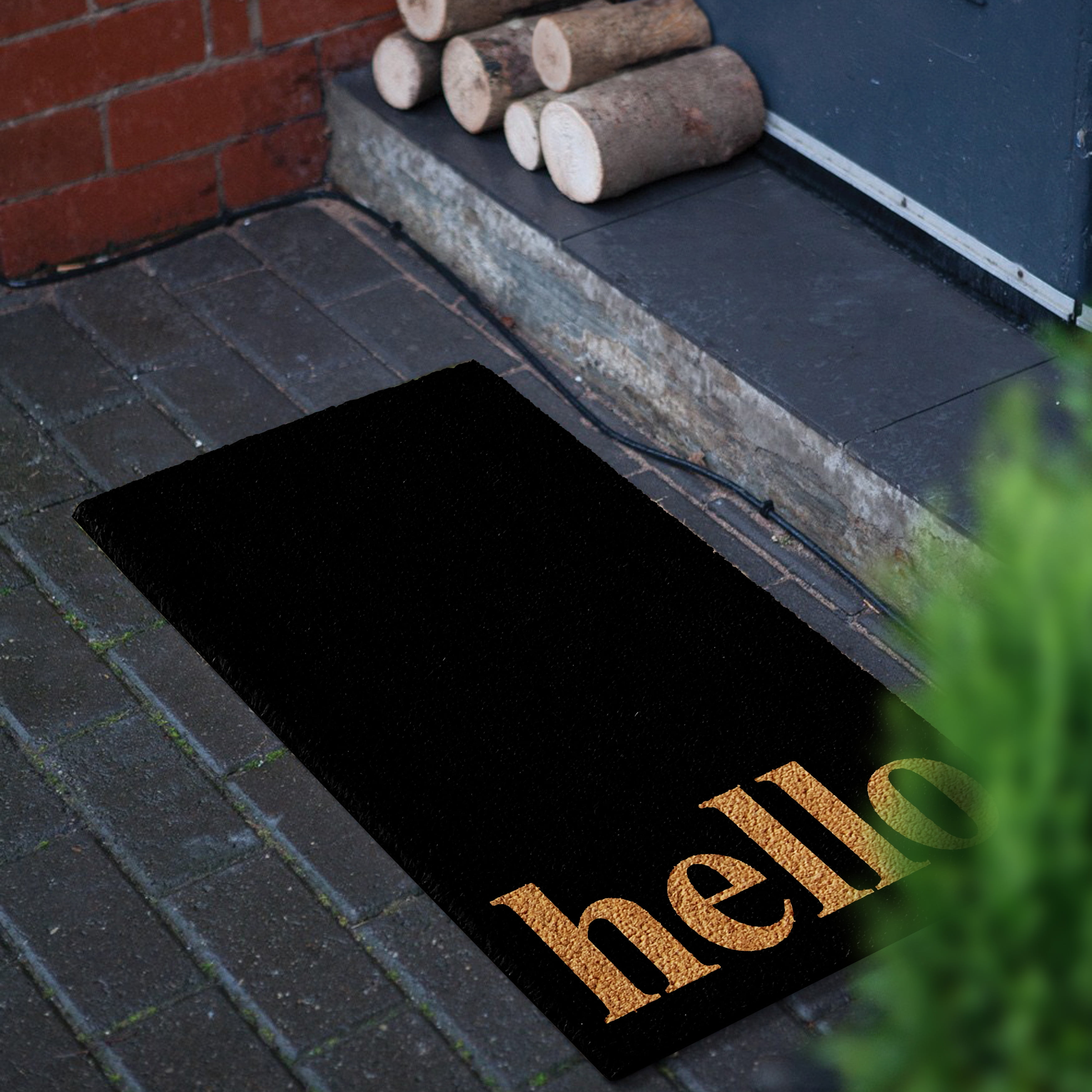 Calloway Mills Vertical Hello Outdoor Coir Doormat, 17" x 29"