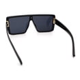 thumbnail image 7 of Rimless Oversized Monoblock Shield Rectangle Mobster Plastic Sunglasses All Black, 7 of 7