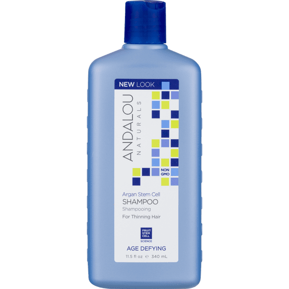 Andalou Naturals Shampoo, Age Defying, For Thinning Hair, Argan Stem Cell, 11.5 fl oz (340 ml)