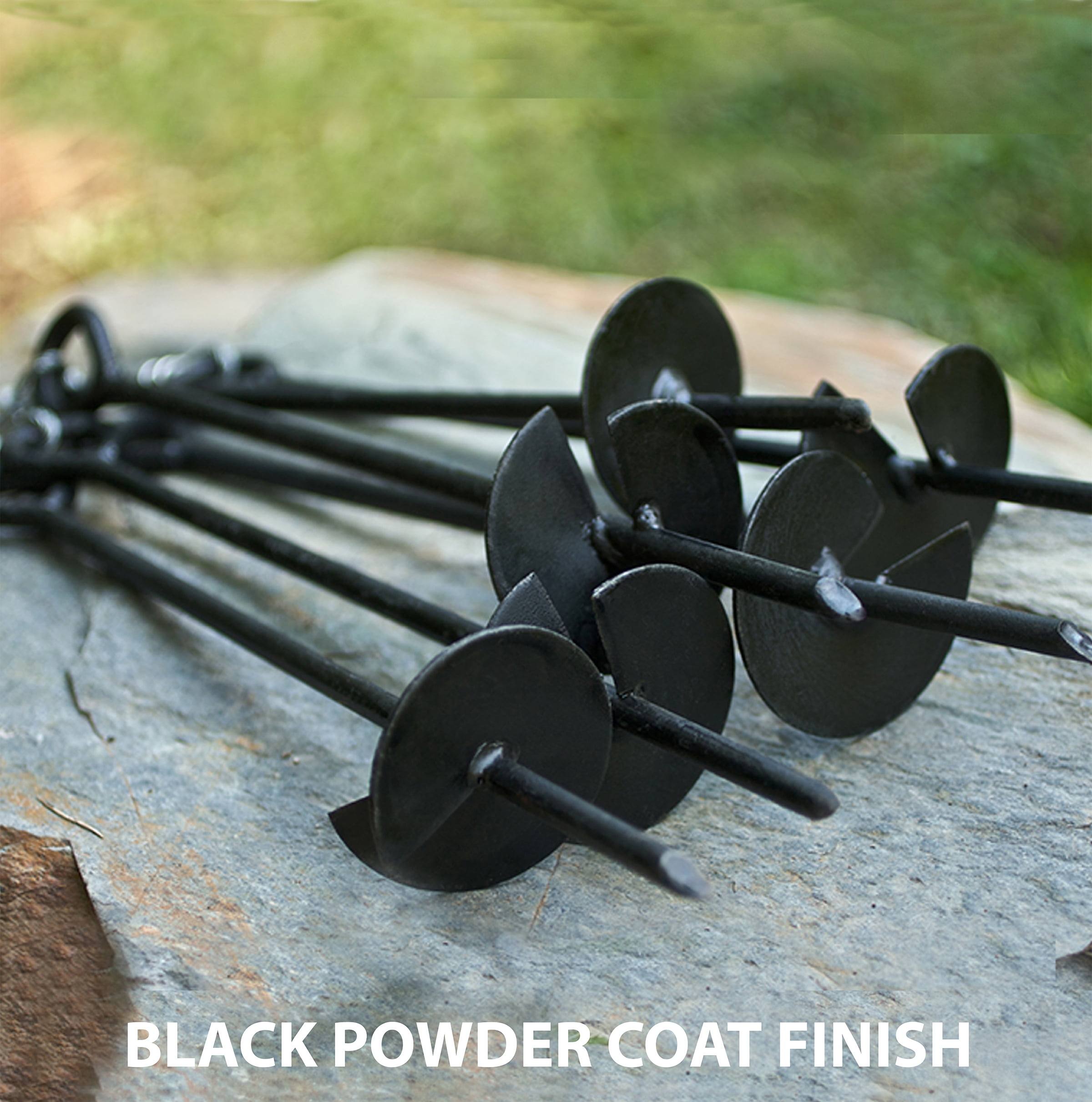 King Canopy 8-Piece Anchor Kit, 15-inch Auger Style w/Rope, Black