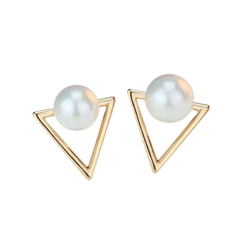 PAPPET Pearl Stud Earrings Colorful Triangle Studs Earring Crystal White Pearl Earrings Fashion Jewelry Birthday Gifts For Women & Girls