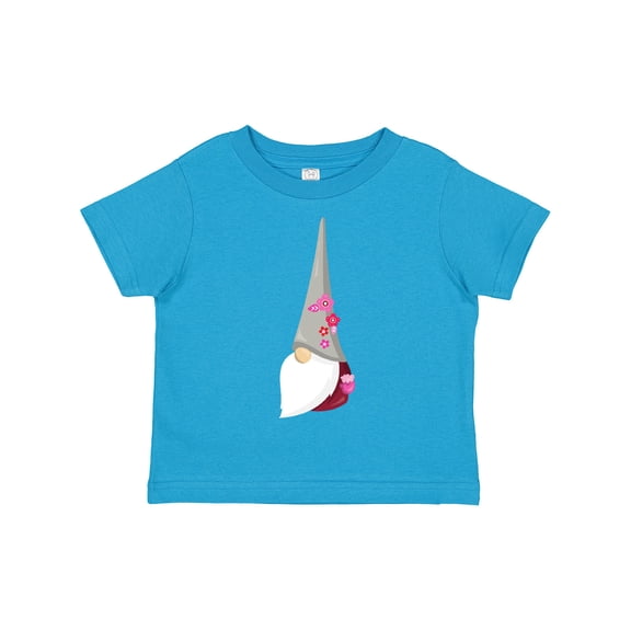Inktastic Cute Gnome, Gnome With Flowers, Gnome With Hat Girls Toddler T-Shirt