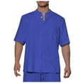thumbnail image 5 of Turilly Mens Shirts Men's Fashion Casual Solid Color Button Short Sleeve Round-Neck Blouses, 5 of 5