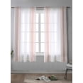 thumbnail image 4 of Pink Striped Curtains 63 Inch Length,Sheer Curtains for Bedroom Living Room Window Modern White Striped Abstract Art Aesthetics Rod Pocket Drapes Kitchen Curtains Small Half Window 42"x63" 2 Panels, 4 of 6
