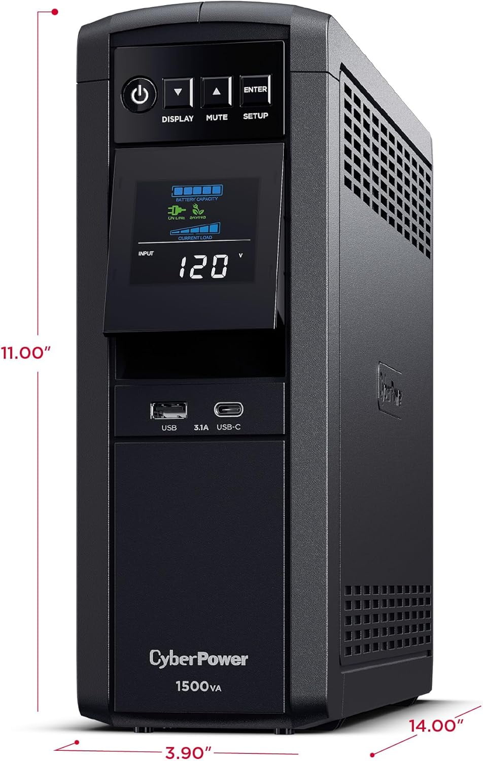 CyberPower CP1500PFCLCD 1500VA/1000W Pure Sine Wave UPS Battery Backup, PFC Compatible, 12 Outlets, AVR Mini Tower