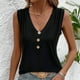 thumbnail image 4 of mfyjkho Tops Para Salir, Blusa Sin Mangas Con Botones Delanteros Y Escote En V De Color Liso Para Mujer, Moda Primavera/Verano Tops Para Hacer Ejercicio L, 4 of 5