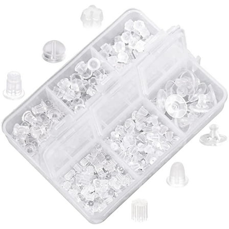 Earring Silicone Earring Back 6 Clear Rubber Earring Safety Back Plug Replacement Kit (550 -600Pcs)