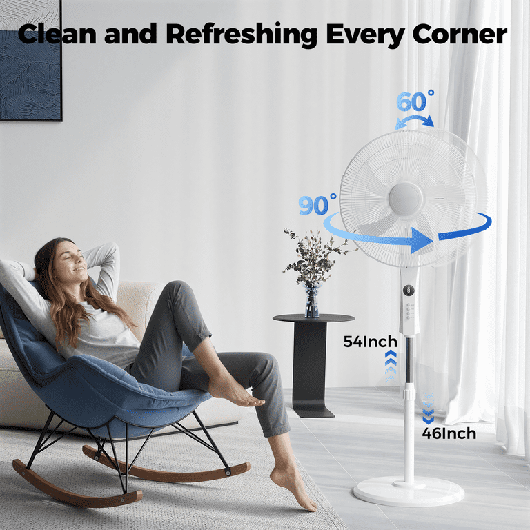 Patbrela 18" Pedestal Fan, Remote, 12-Hour Timer, LED Display photo 8