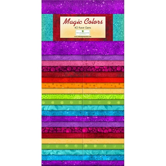 2 1/2" Strips - Magic Colors 40 Karat Gems Wilmington Prints 2.5" Strips Roll-Up Bundle Quilter's Cotton Fabric Precuts (842-14-842) M414.18