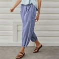 thumbnail image 6 of Sngxgn Women's Casual Elastic Waist Comfy Wide Leg Pants with Pockets(Blue,XXXL), 6 of 8