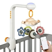 Dcenta Crib Mobile with Projection Night Soothing White Noise Hanging Rattle 360 Rotatable Wireless Connection Nursery Soother for Infants Toddlers