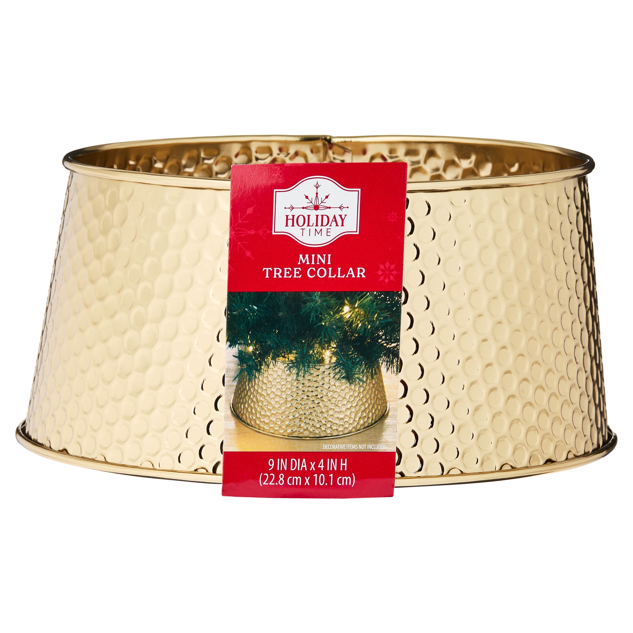 Metal Hammered Mini Christmas Tree Collar, Gold, 9", by Holiday Time