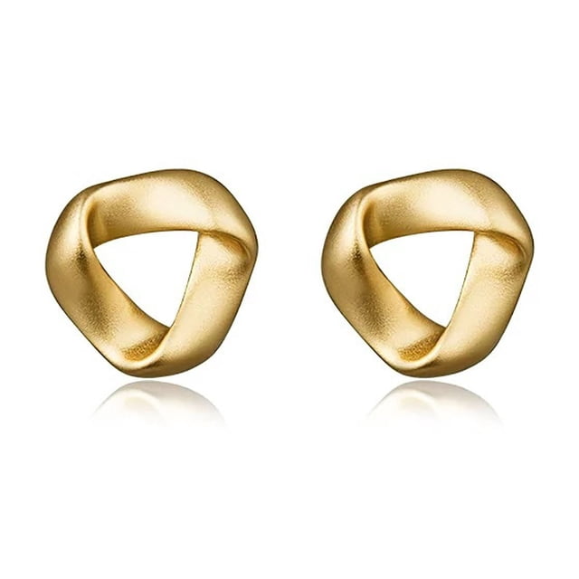 1Pair Retro Gold Geometric Triangle Earrings, Metal, Ring Design, Lightweight, Smooth No Sharp Edges, For Daily Formal Occasions Women