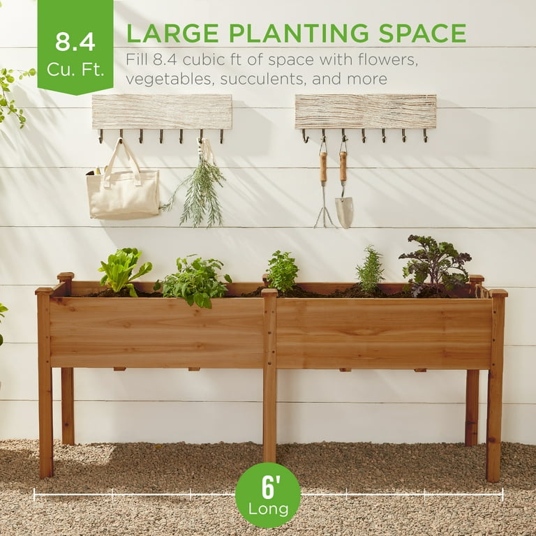 4 ft. x 4 ft. 3-Tier Wooden Raised Garden Bed Planter Kit for Plants,  Vegetables, Outdoor Gardening - Acorn Brown