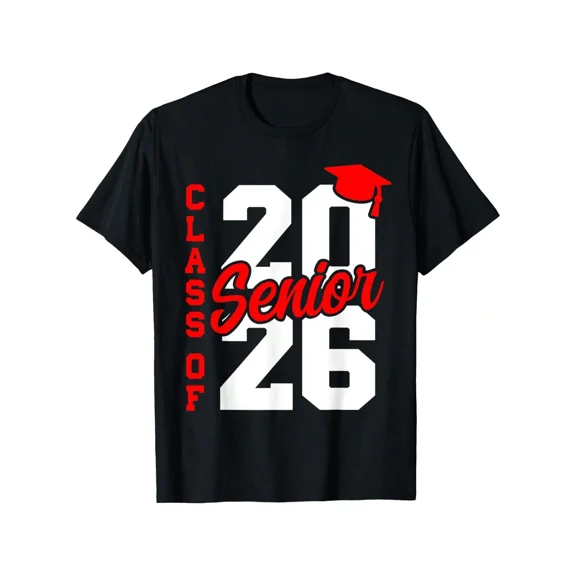 Class of 2026 Senior Graduation T-Shirt Red and White Graphic Tee for Students