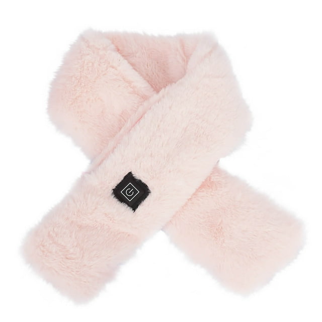 TopLLC USB Heated Scarf, Faux Fur Electric Heated Neck Warmer with 3 Temp Modes Soft Fluffy Windproof Thermal Neck Brace Washable Neck Heating Pad Christmas Gift for Men Women(Power Bank not Included)