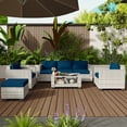 thumbnail image 7 of KIGOTY 7 Piece Outdoor Patio Furniture, Wicker Rattan Outdoor Conversation Set Sectional Sofas for Backyard, Garden, Gray-White Rattan- Navy Blue, 7 of 7