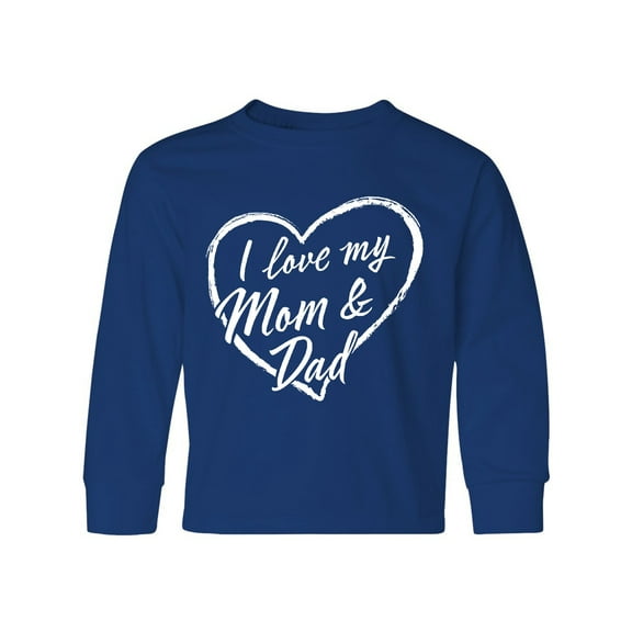 Inktastic I Love My Mom and Dad in White Chalk Heart Long Sleeve Youth T-Shirt