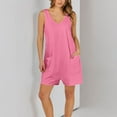thumbnail image 6 of Diufon Knit Womens Shorts Rompers V Neck Sleeveless Bodysuits Solid Color Playsuits with Pockets, 6 of 7