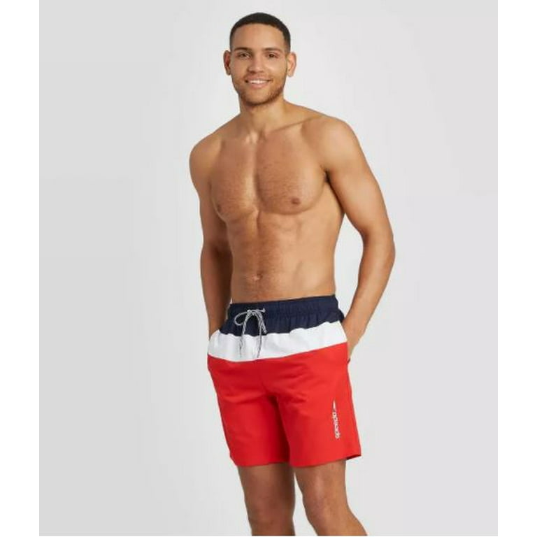 Speedo Men's 8 Colorblock Swim Shorts - Navy/White/Red S