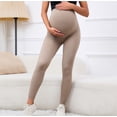 thumbnail image 2 of Gyujnb High Waist Full Belly Support Maternity Leggings Seamless Stretch Fabric Yoga Fitness Loungewear Casual Daily Pregnancy Pants,M, 2 of 6