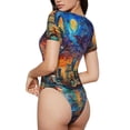 thumbnail image 3 of Lsque Neon Shanghai Cityscape Night Women's Crew Neck Short Sleeve Bodysuit Basic T Shirts Tops Onesie Adult Cute Pajama-XX-Large, 3 of 8