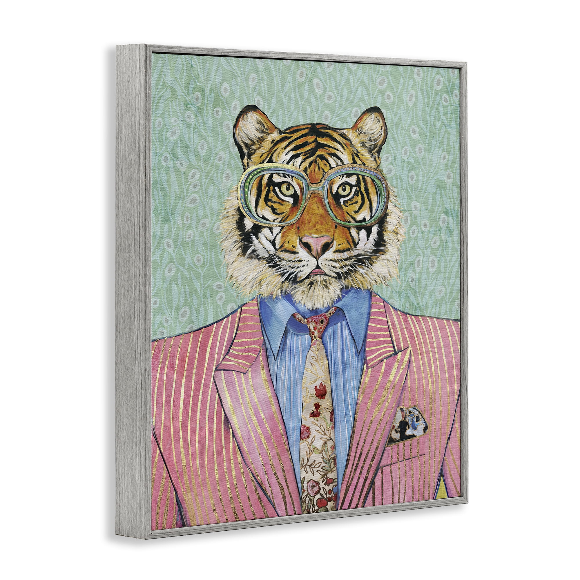Stupell Industries Sharp Tiger Outfit Gray Framed Giclee Art, design by Svetlana Aleynikova