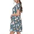 thumbnail image 2 of Rocae Cute Rabbit for Dresses Summer Casual Ruffle Short Sleeve Cute Crew Neck Flowy Dress with Pockets, 2 of 6