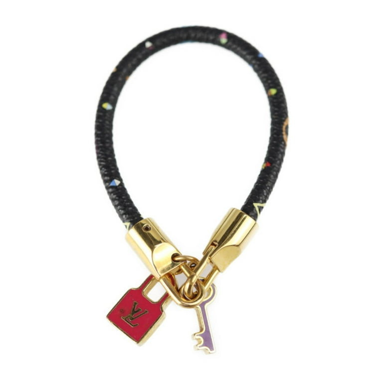 Authenticated Used LOUIS VUITTON Louis Vuitton Brasserie Rackit Bracelet  M6603F Monogram Multicolor Noir Black Gold Hardware Padlock Key Motif 
