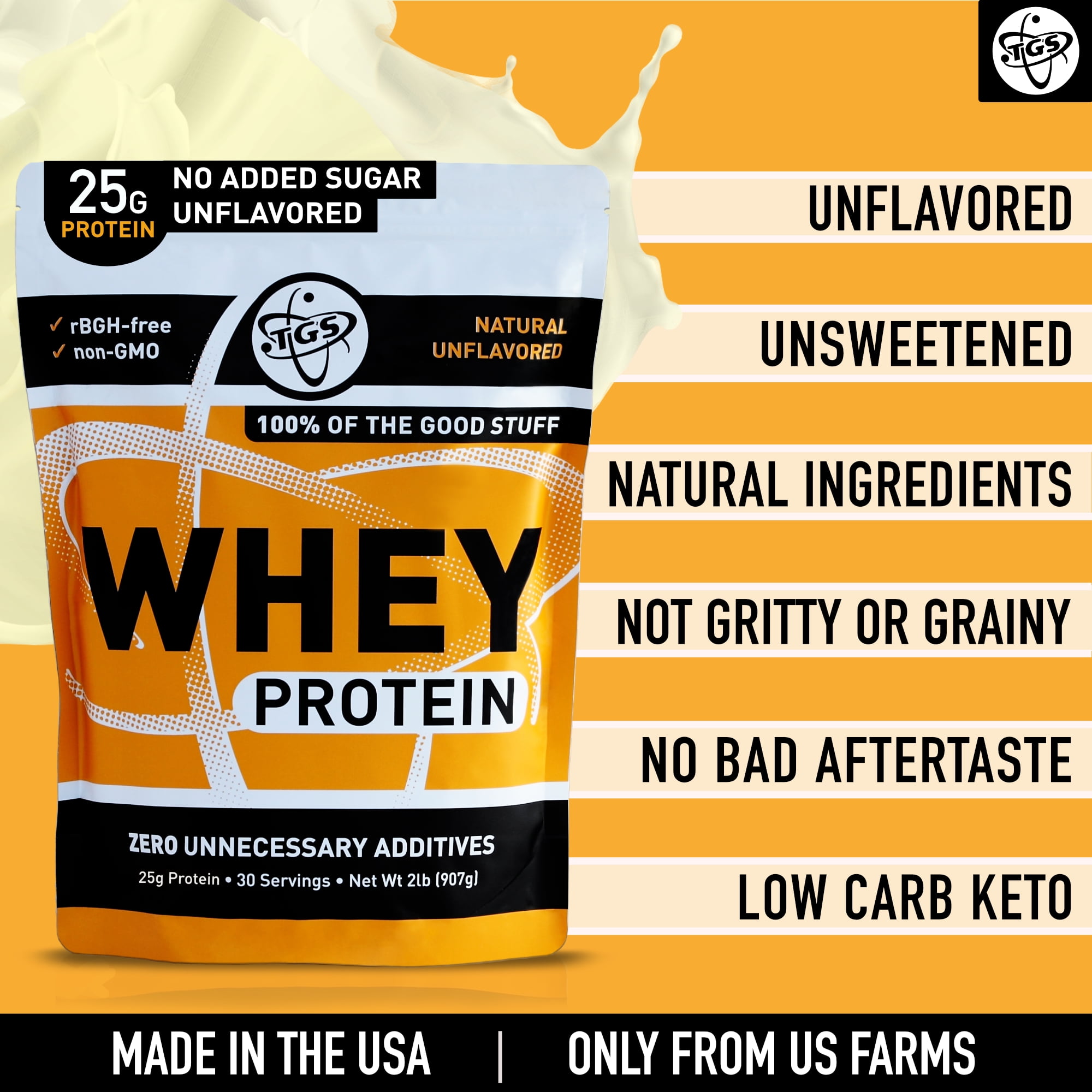 Buy TGS Nutrition 100 Whey Protein Powder Unflavored, Unsweetened