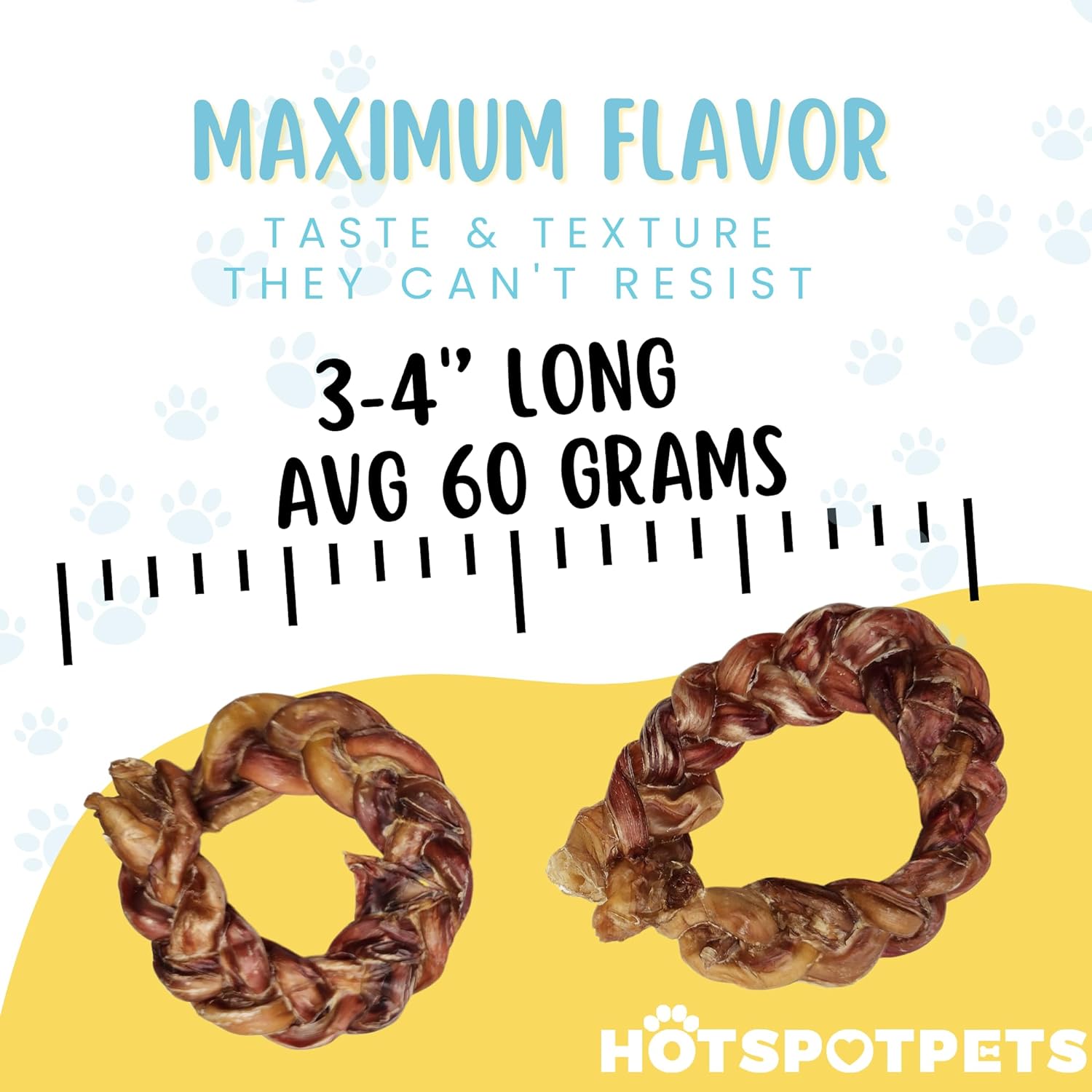 hotspot pets Braided Bully Stick Rings for Dogs - Premium All Natural Long Twisted Beef Pizzle Dog Chew Treats - Grain Free Fully Digestible Rawhide Alternative Bones