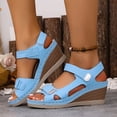thumbnail image 6 of Wensltd Womens Strappy Sandals Comfortable Summer Outdoor Soft Open Toe Thick Sole Wedge Sandals Sky Blue, 6 of 9