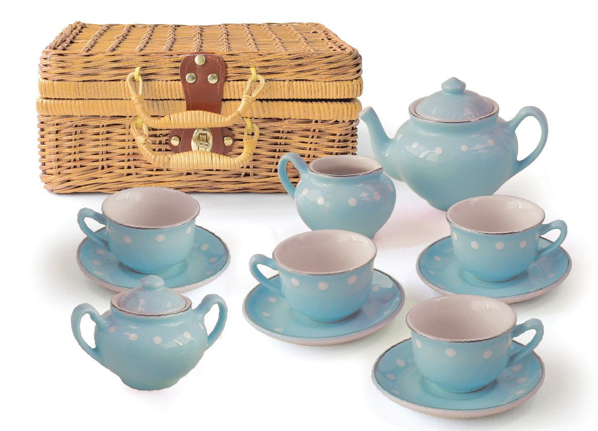 5 piece Japanese Tea Set Tea Pot & 4 Cups lid handle set gift box Blue Set Nice 