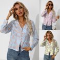 thumbnail image 2 of Camisa con estampado floral de mujer de moda con cuello en V Botón de manga larga Blusa elegante inf Abanopi Rosa/Extragrande, 2 of 7