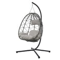 thumbnail image 4 of Egg Chair With Stand Indoor Outdoor Swing Chair Patio Wicker Hanging Egg Chair Hanging Basket Chair With Stand For Bedroom Living Room Balcony,Gray-B, 4 of 16