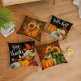thumbnail image 4 of Set of 4 Fall Pillow Covers 18x18 Inch Thanksgiving Pumpkins Throw Pillows Covers Autumn Harvest Sunflower Decorative Cushion Covers Outdoor Sofa Couch Pillow Cases Fall Decorations (18 by 18), 4 of 5