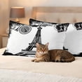 thumbnail image 3 of Outdoor Pillow Covers Vintage Black White Building Eiffel Tower Waterproof Pillow Cases 20x12 Set of 2, Retro Stamps Throw Pillow Cover Pillowcase for Patio Balcony Couch Garden, 3 of 9